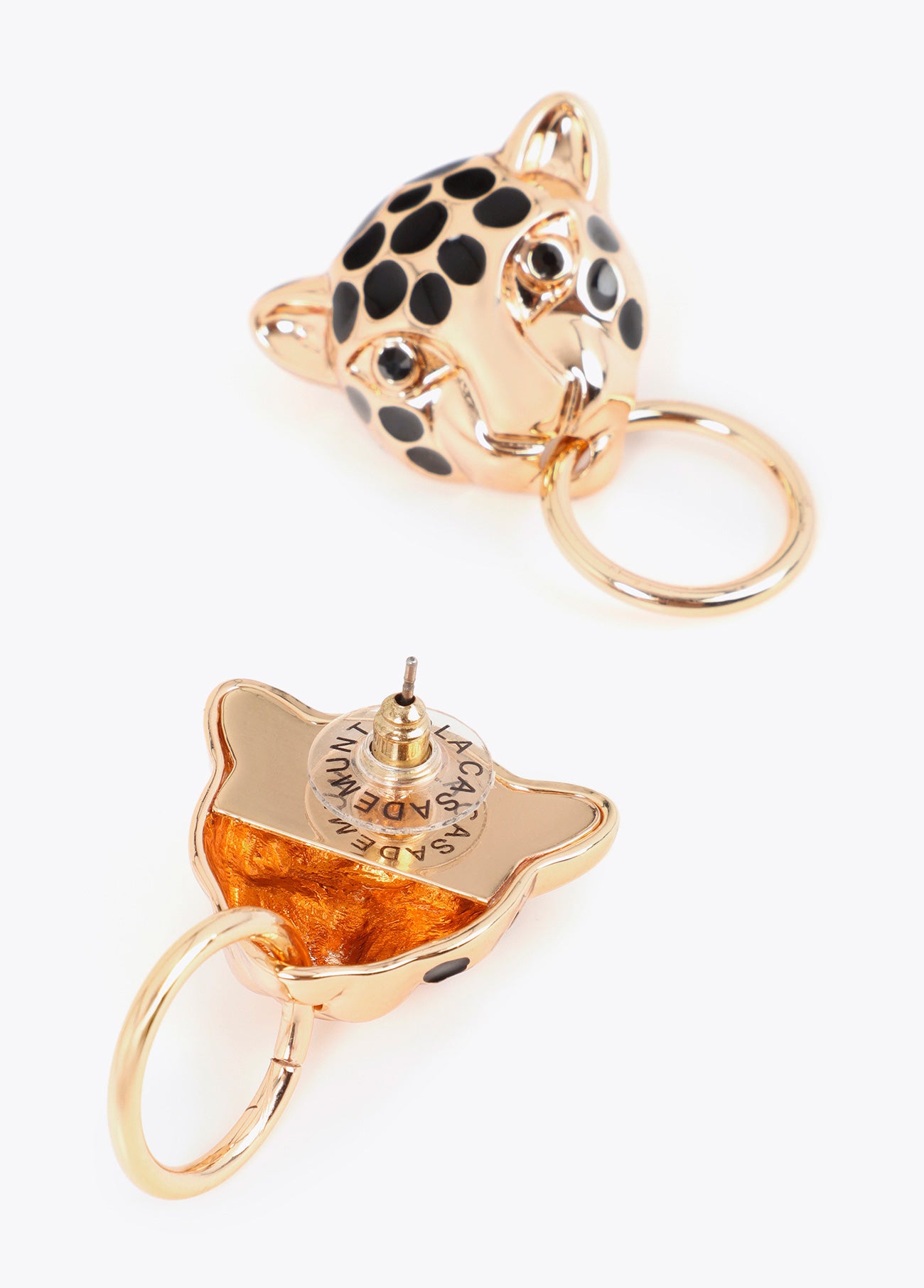 lf2603022-Leopard chain and hoop combined earring-Gold