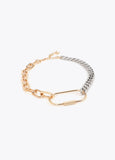 lf2603050-Two-tone chain necklace with front carabiner-Metal-Metal