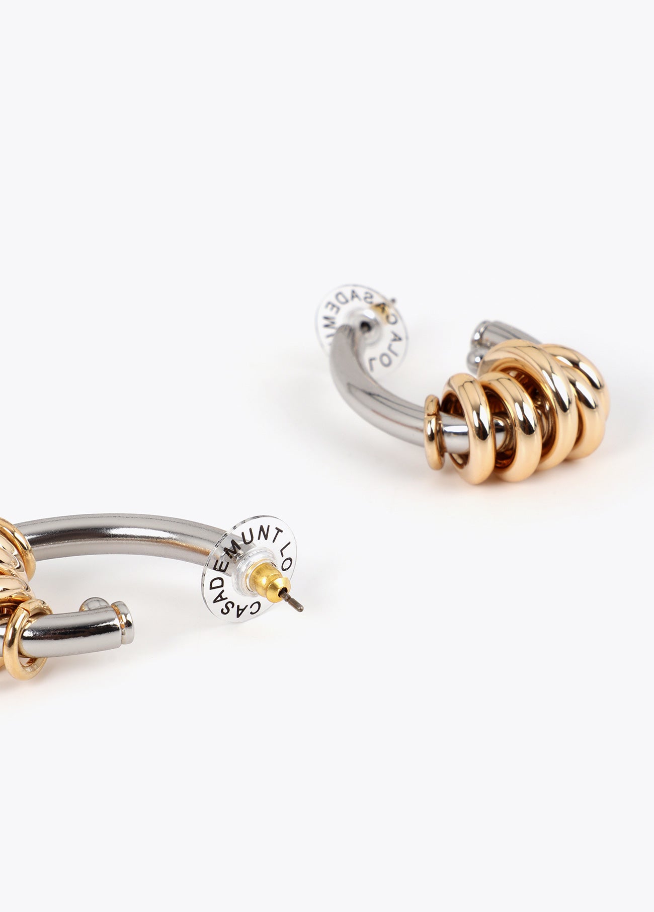 lf2603051-Two-tone hoop earring-Metal-Metal
