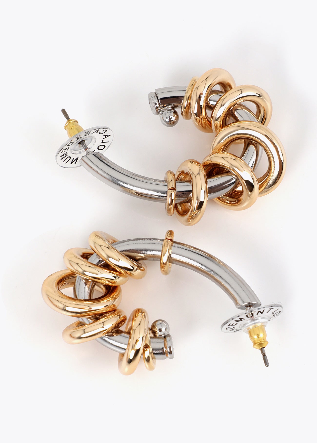 lf2603051-Two-tone hoop earring-Metal-Metal
