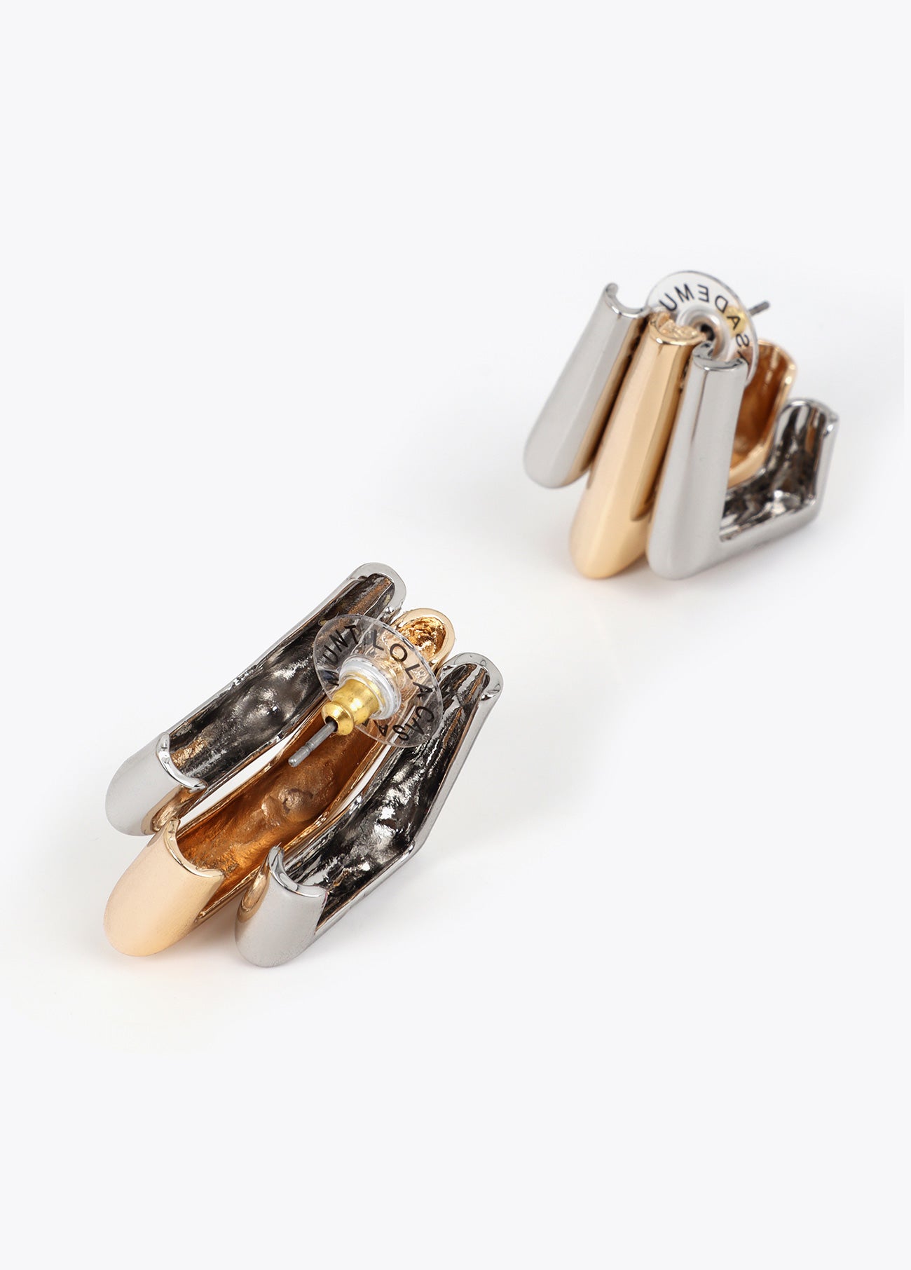 lf2603052-Two-tone geometric earring-Metal-Metal
