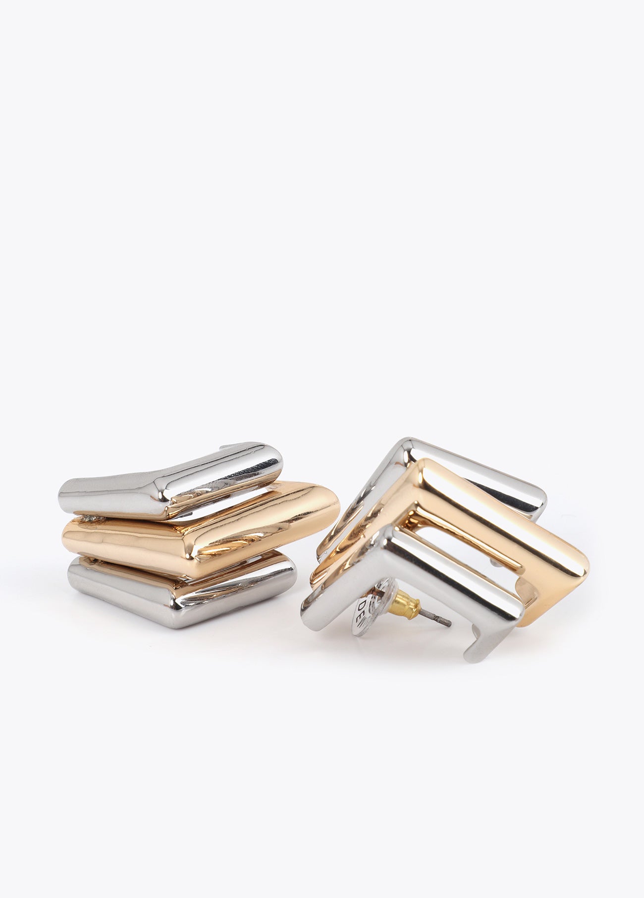 lf2603052-Two-tone geometric earring-Metal-Metal