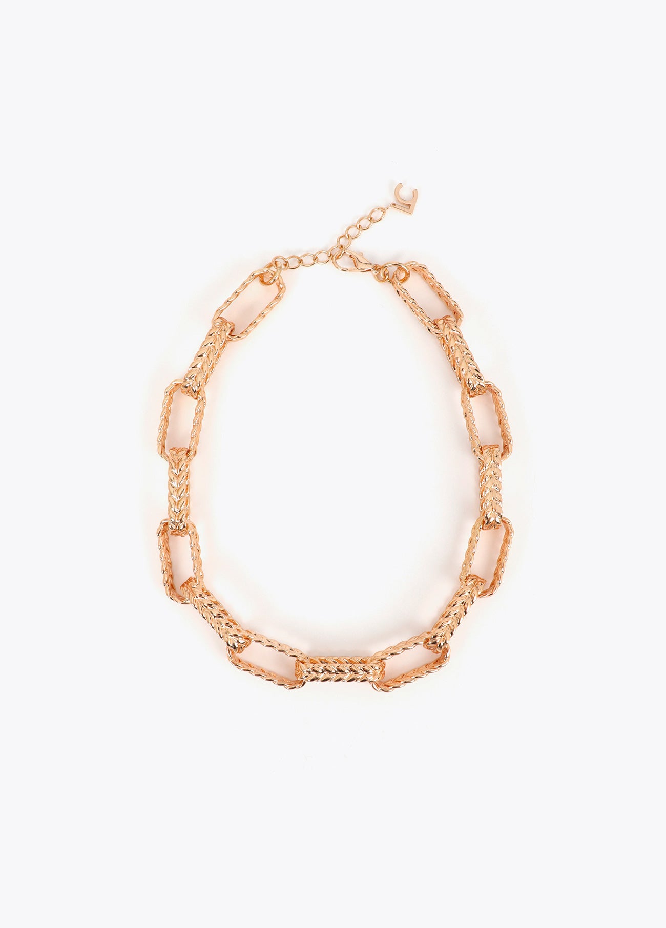 lf2603061-Textured chain necklace-Gold