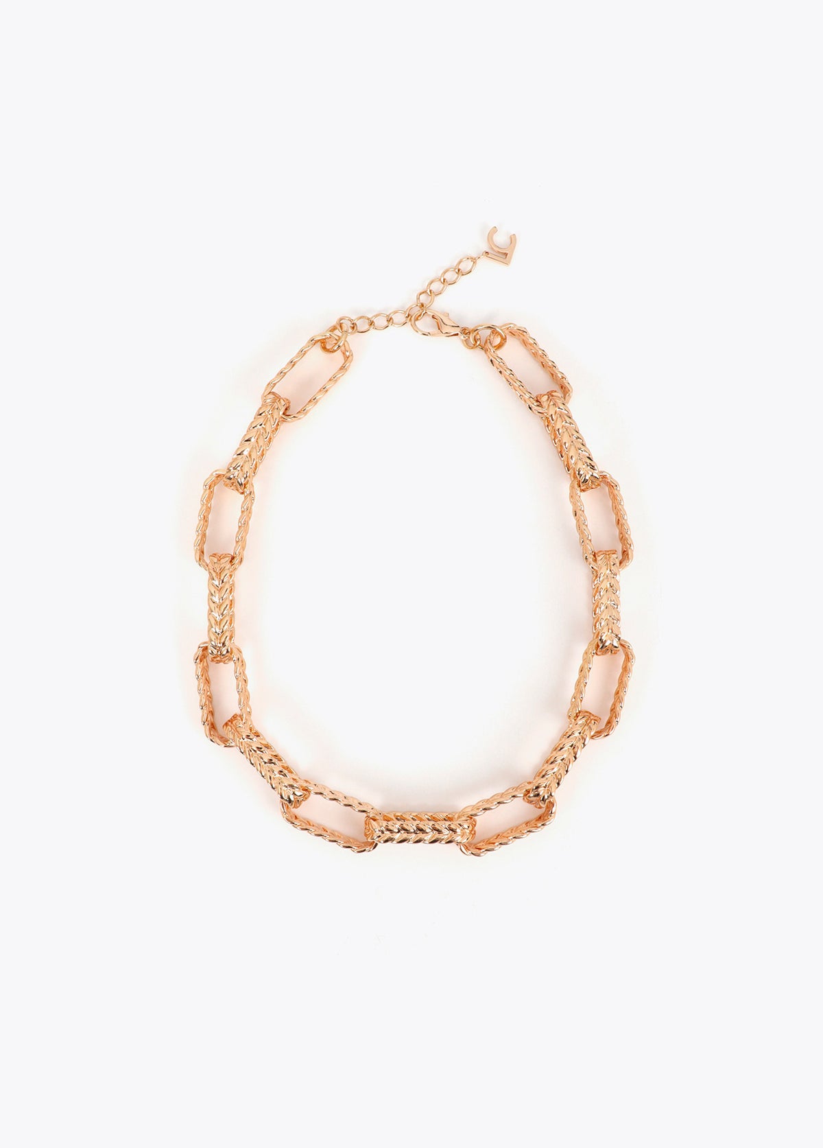 lf2603061-Textured chain necklace-Gold