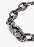 lf2603062-Short chain necklace with crystal link-Silver