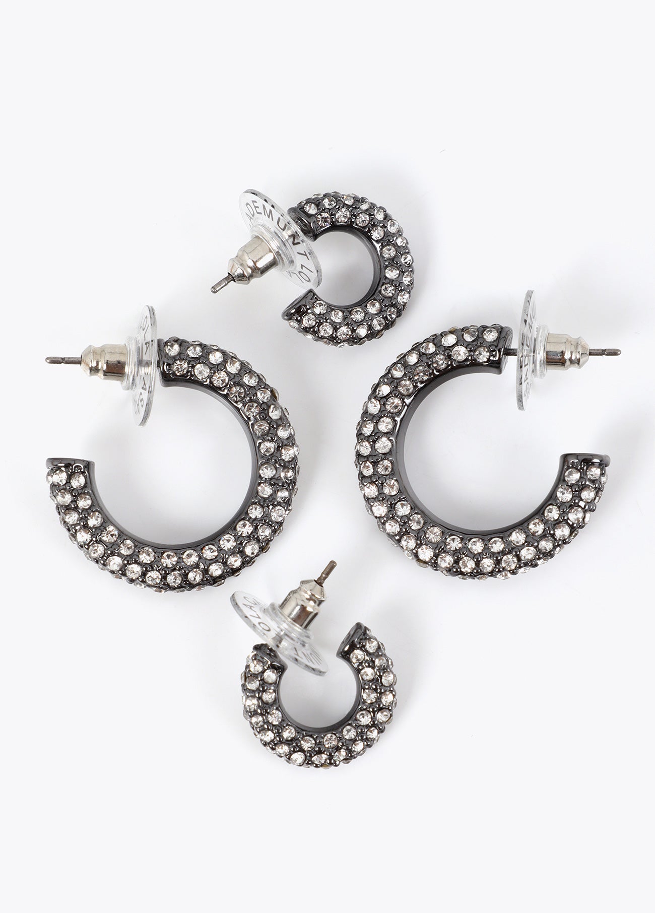 lf2603064-Pack of crystal hoop earrings-Silver