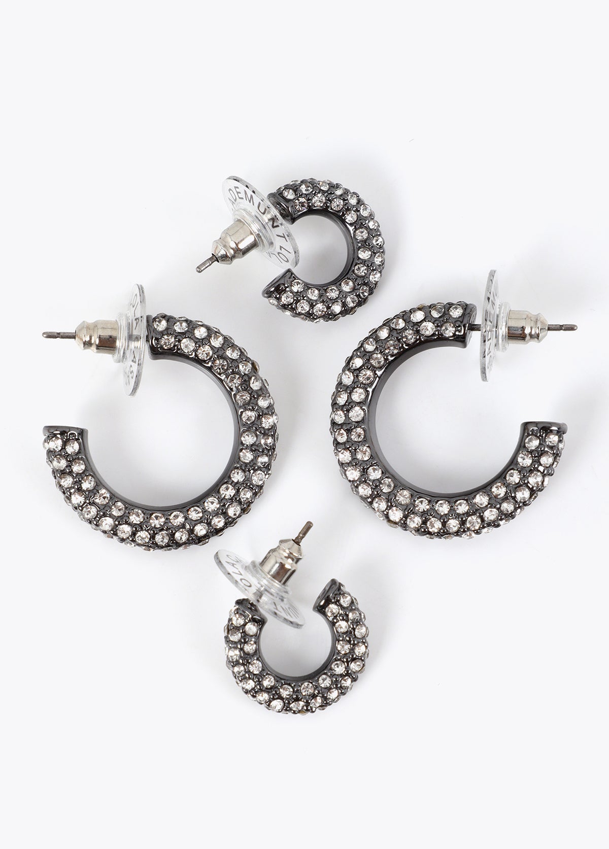 lf2603064-Pack of crystal hoop earrings-Silver