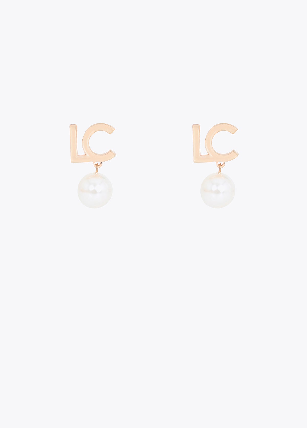 lf2603078-Combined earring with logo and pearl-Metal-White