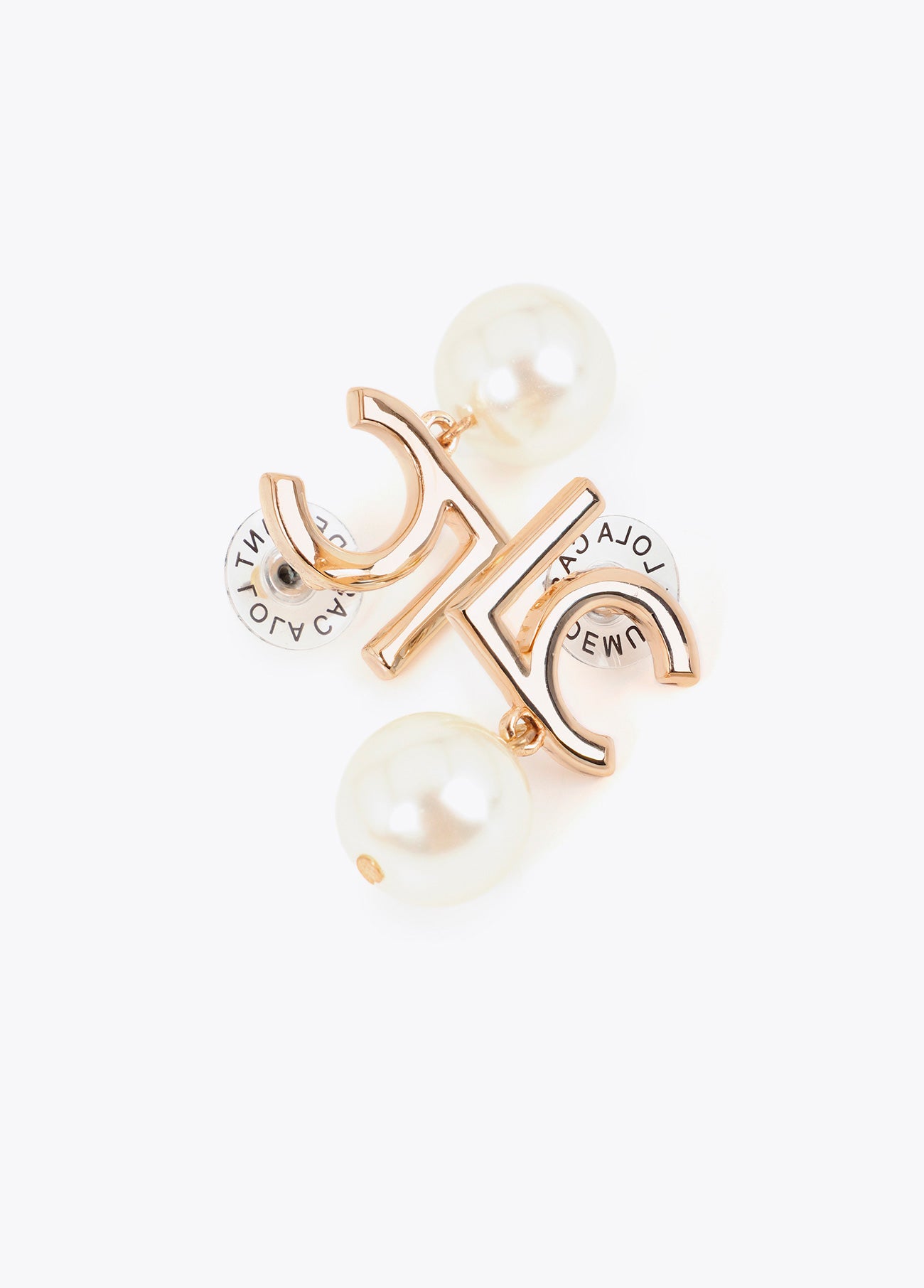 lf2603078-Combined earring with logo and pearl-Metal-White