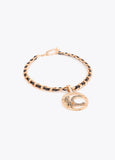 lf2603081-Short necklace with last chain with personalized locket animal logo finished texture-Metal-Black