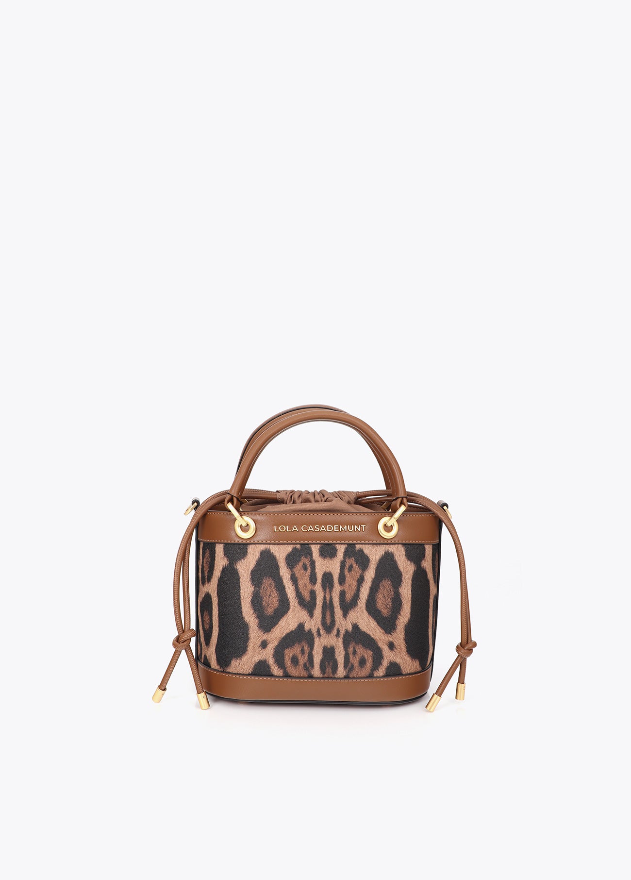 lf2604016-Combined bucket bag with leather effect and animal print-Brown-Black