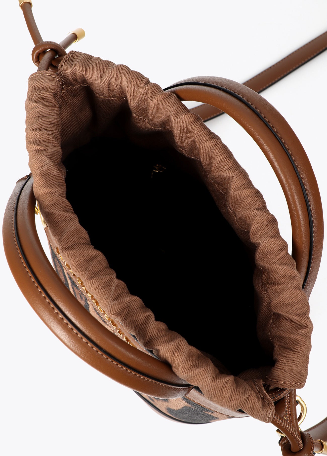lf2604016-Combined bucket bag with leather effect and animal print-Brown-Black