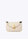 lf2604030-Leather-effect shoulder bag with metal closure detail-Ecru