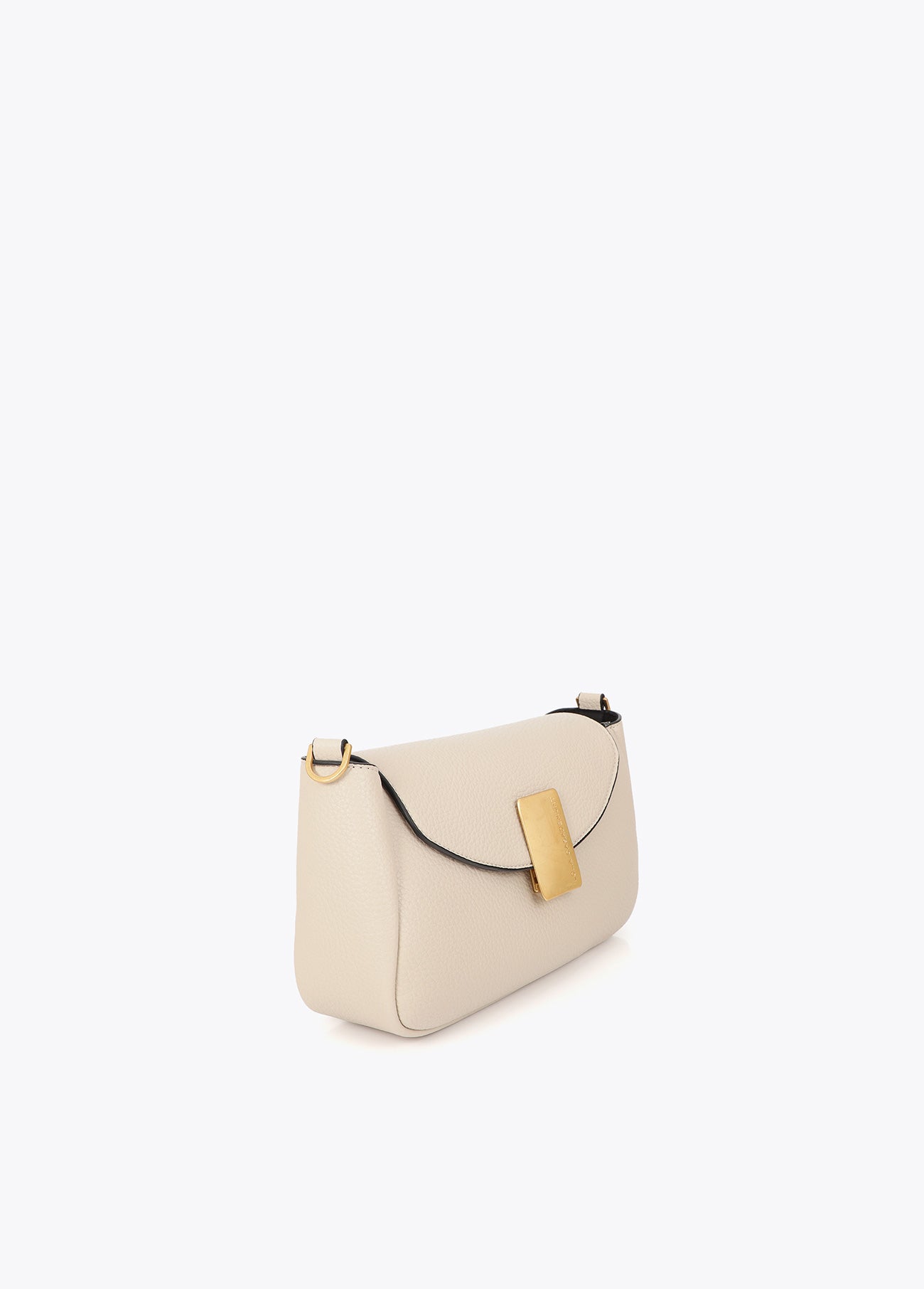 lf2604030-Leather-effect shoulder bag with metal closure detail-Ecru