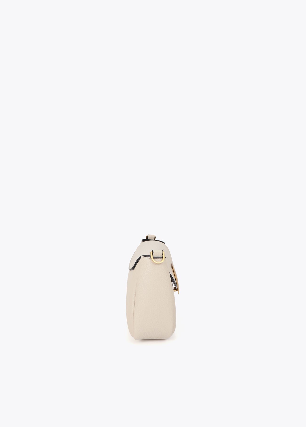 lf2604030-Leather-effect shoulder bag with metal closure detail-Ecru