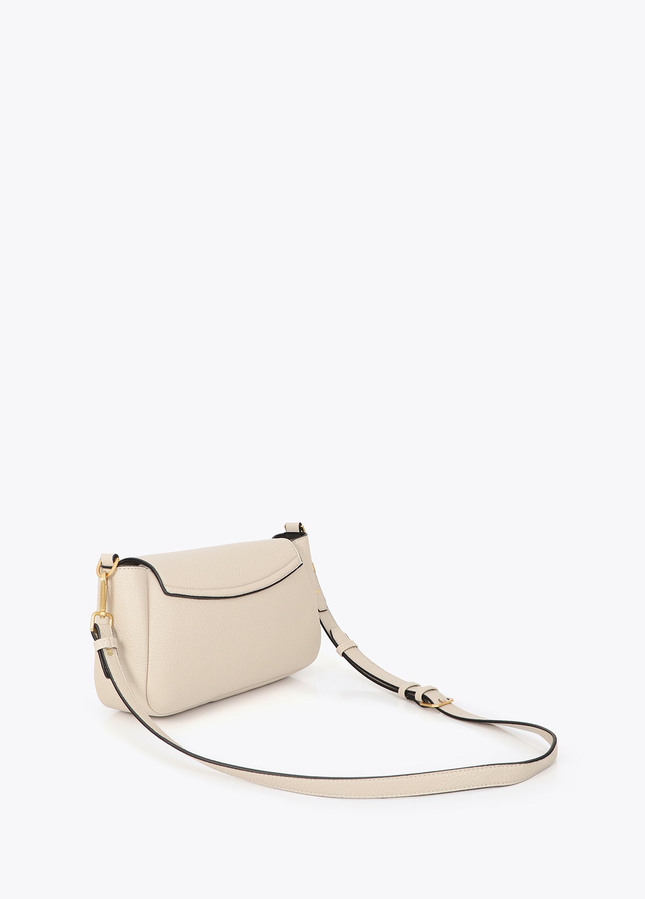 lf2604030-Leather-effect shoulder bag with metal closure detail-Ecru