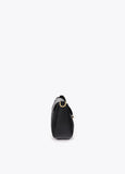 lf2604030-Leather-effect shoulder bag with metal closure detail-Black