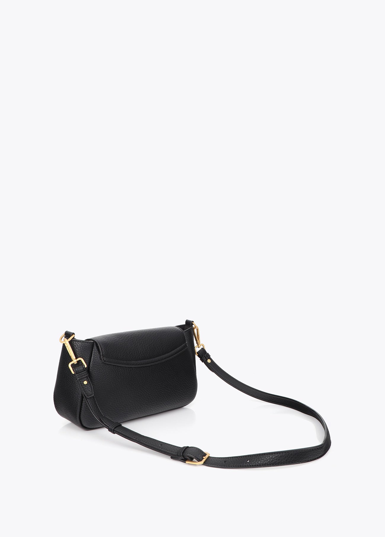 lf2604030-Leather-effect shoulder bag with metal closure detail-Black
