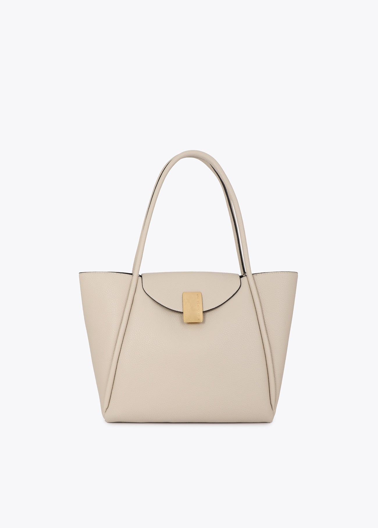 lf2604031-Leather effect shopper detail metal closure-Ecru