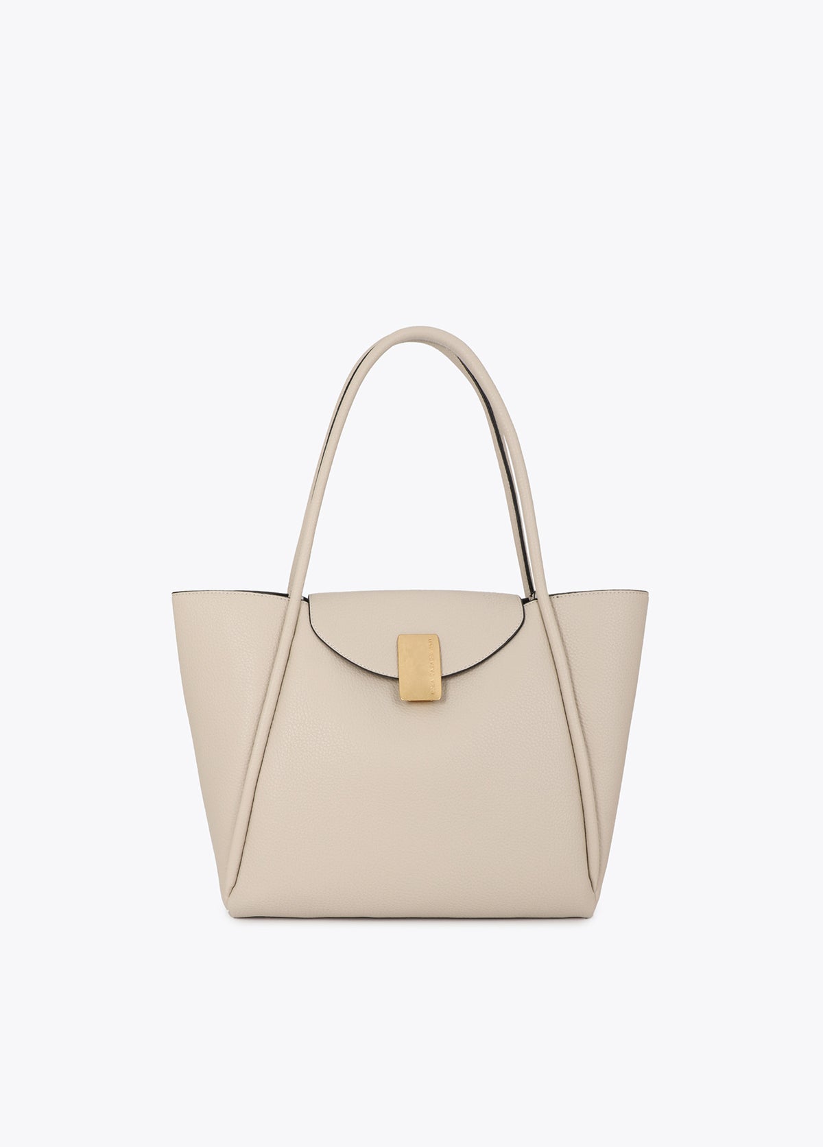 lf2604031-Leather effect shopper detail metal closure-Ecru