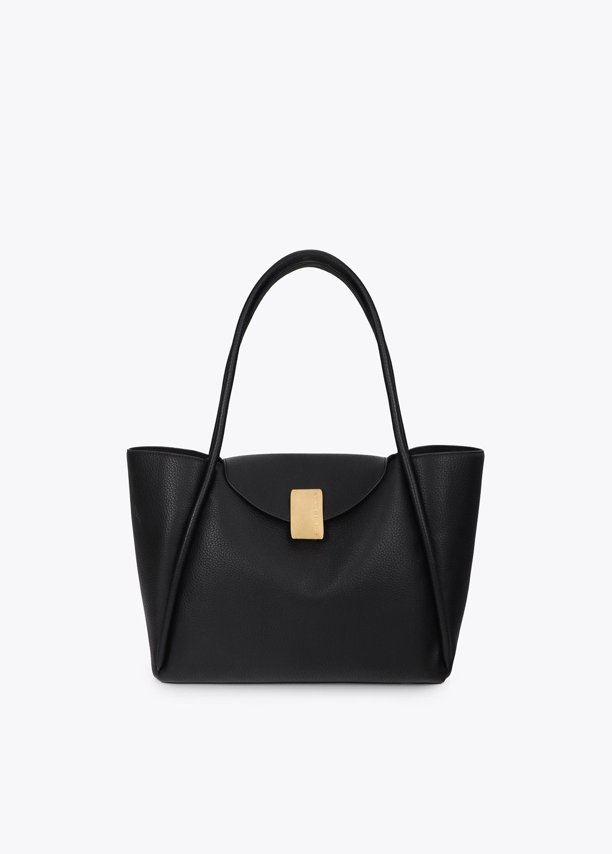 lf2604031-Leather effect shopper detail metal closure-Black
