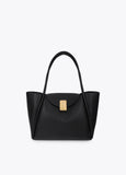 lf2604031-Leather effect shopper detail metal closure-Black