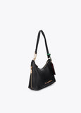 lf2604038-Faux leather shoulder bag with contrasting pendant-Black