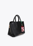 lf2604039-Leather-effect shopper with contrasting pendant-Black