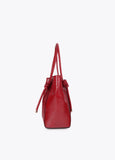 lf2604044-Shopper with metal tube detail with die-cut logo-Red