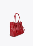 lf2604044-Shopper with metal tube detail with die-cut logo-Red