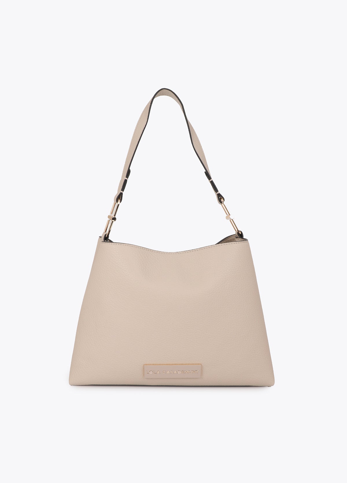 lf2604048-Leather effect shopper with matching logo-Ecru