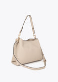 lf2604048-Leather effect shopper with matching logo-Ecru