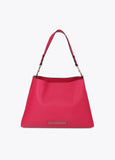 lf2604048-Leather effect shopper with matching logo-Fuchsia
