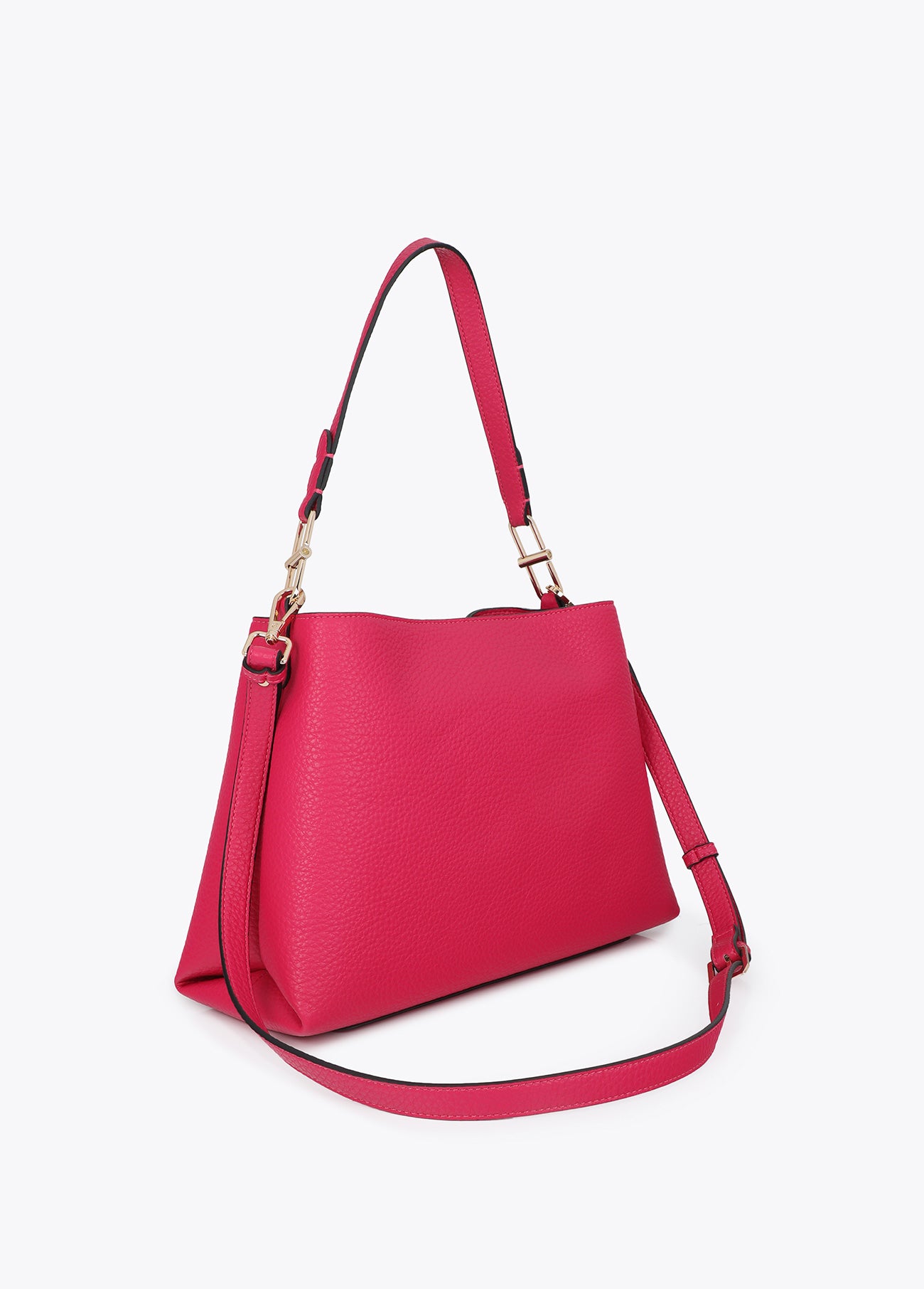 lf2604048-Leather effect shopper with matching logo-Fuchsia