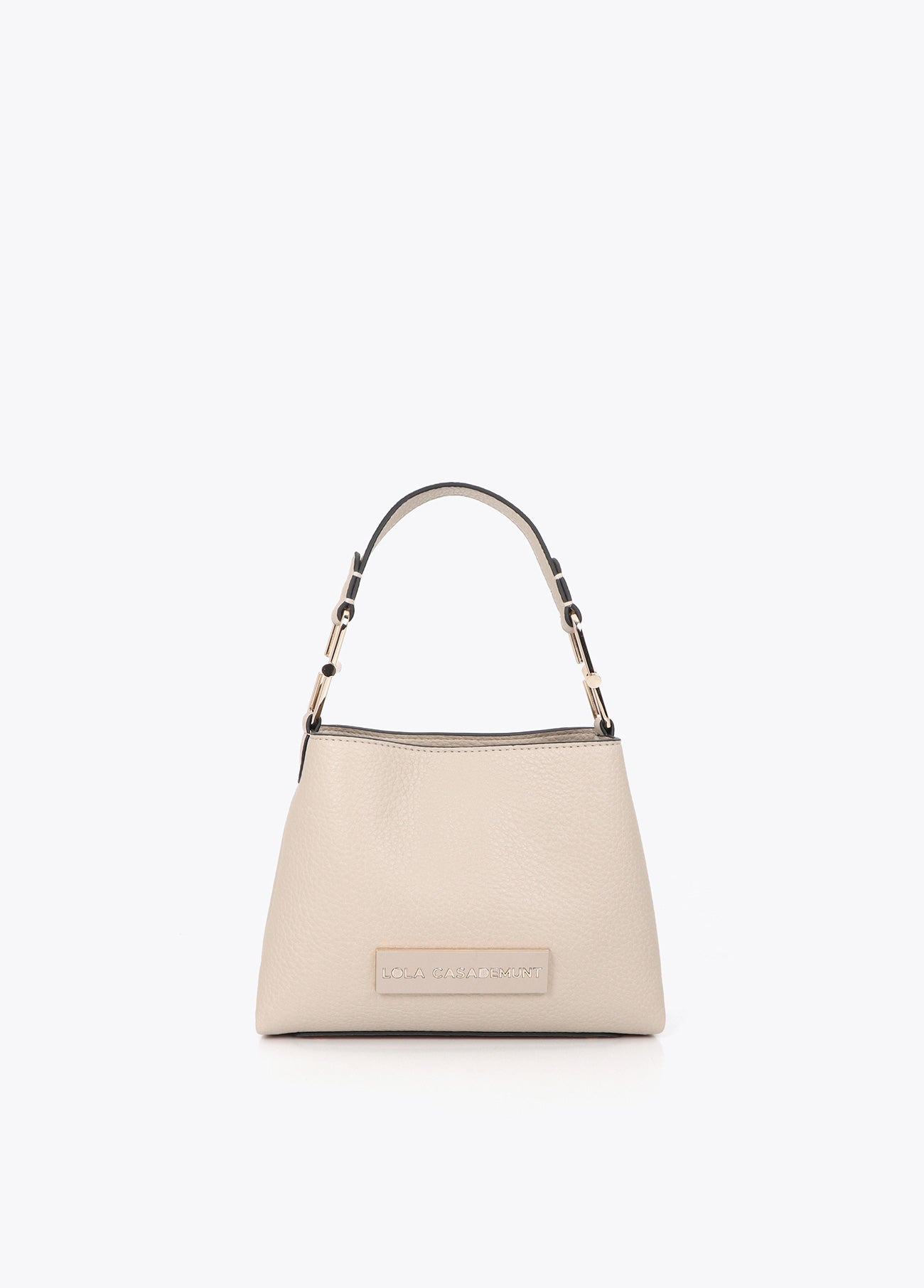 lf2604049-Matching logo faux leather shoulder bag-Ecru