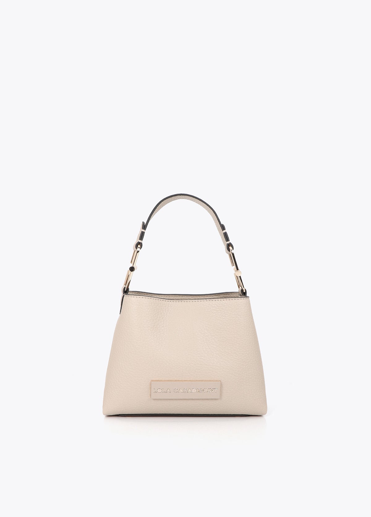 lf2604049-Matching logo faux leather shoulder bag-Ecru