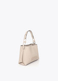 lf2604049-Matching logo faux leather shoulder bag-Ecru