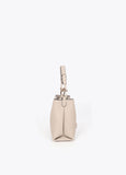 lf2604049-Matching logo faux leather shoulder bag-Ecru