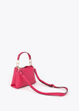 lf2604049-Matching logo faux leather shoulder bag-Fuchsia