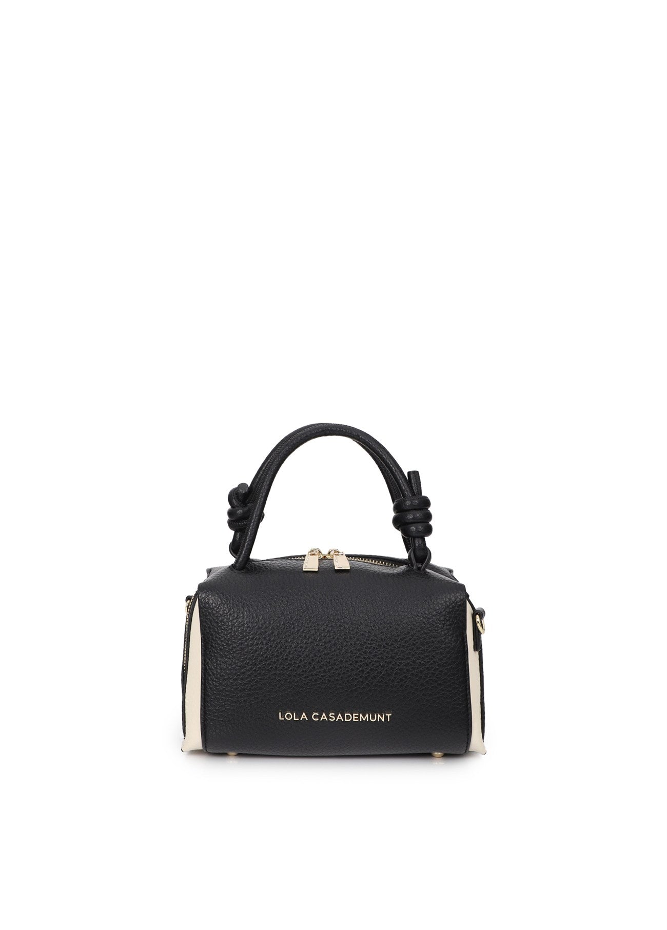 lf2604052-Two-tone faux leather shoulder bag-Black-Ecru