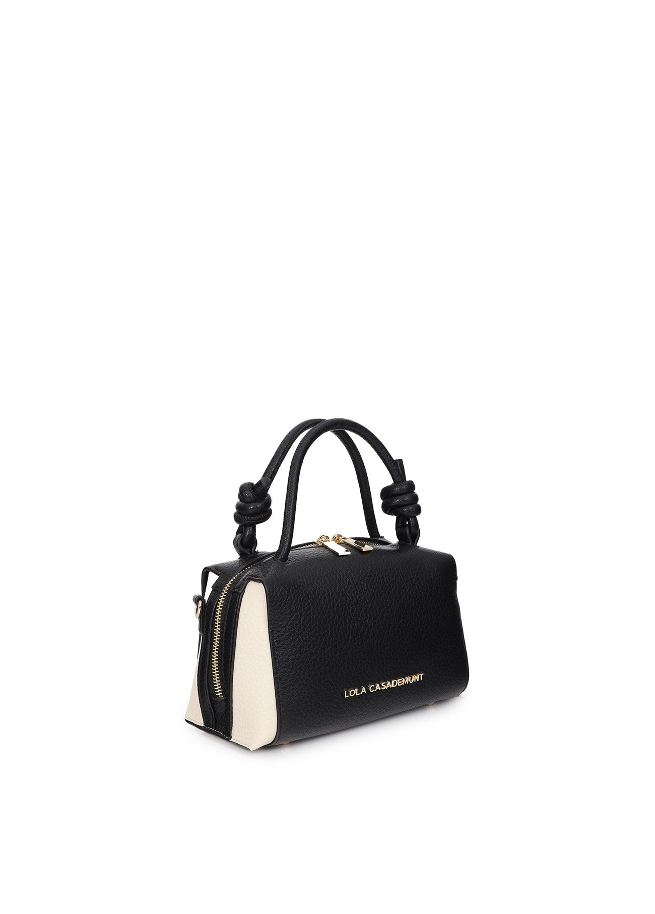 lf2604052-Two-tone faux leather shoulder bag-Black-Ecru