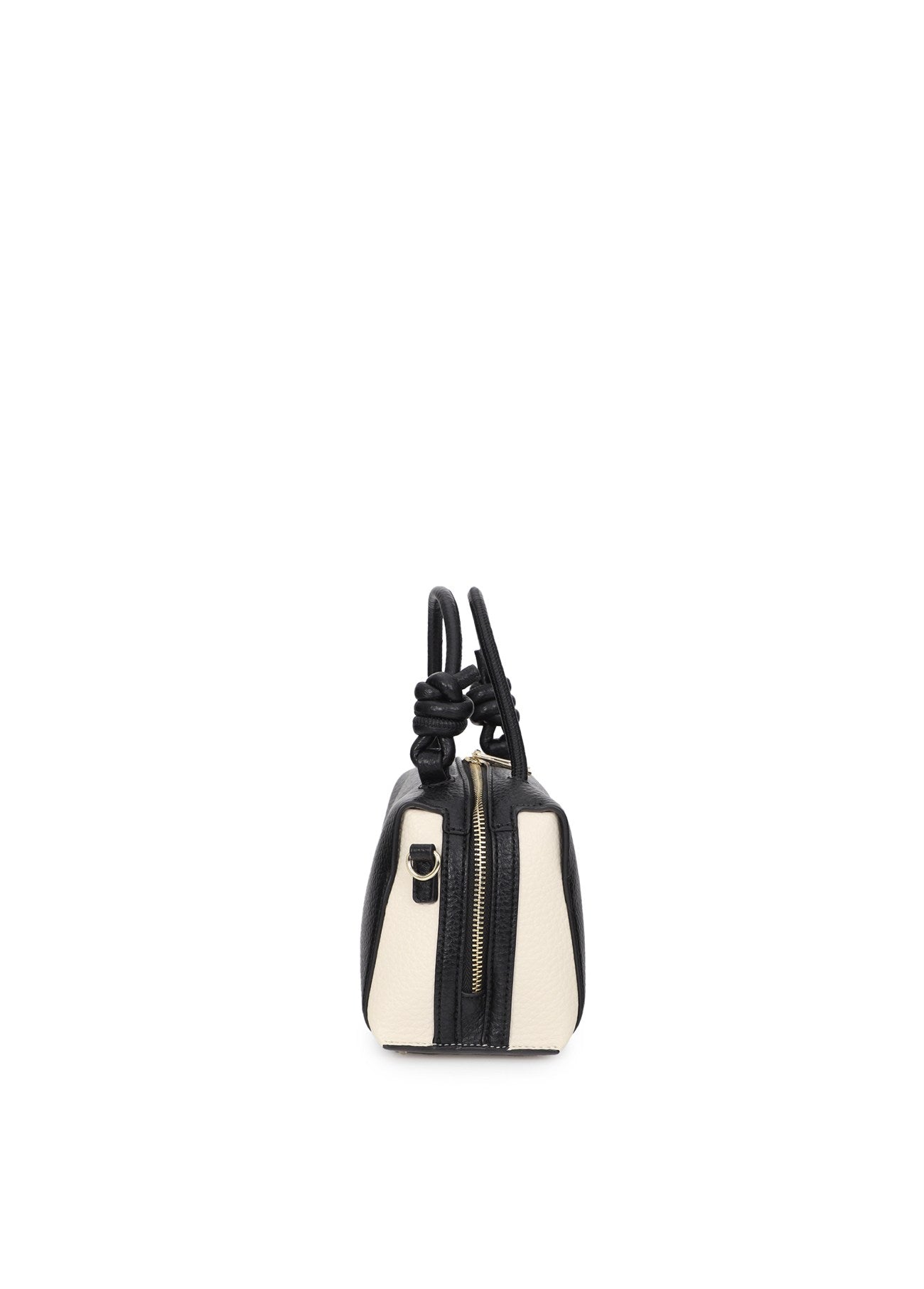 lf2604052-Two-tone faux leather shoulder bag-Black-Ecru