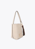 lf2604058-Faux leather shoulder bag with pompoms-Ecru