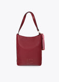 lf2604059-Leather-effect shopper with logo detail on the handle and pompoms-Bordeaux