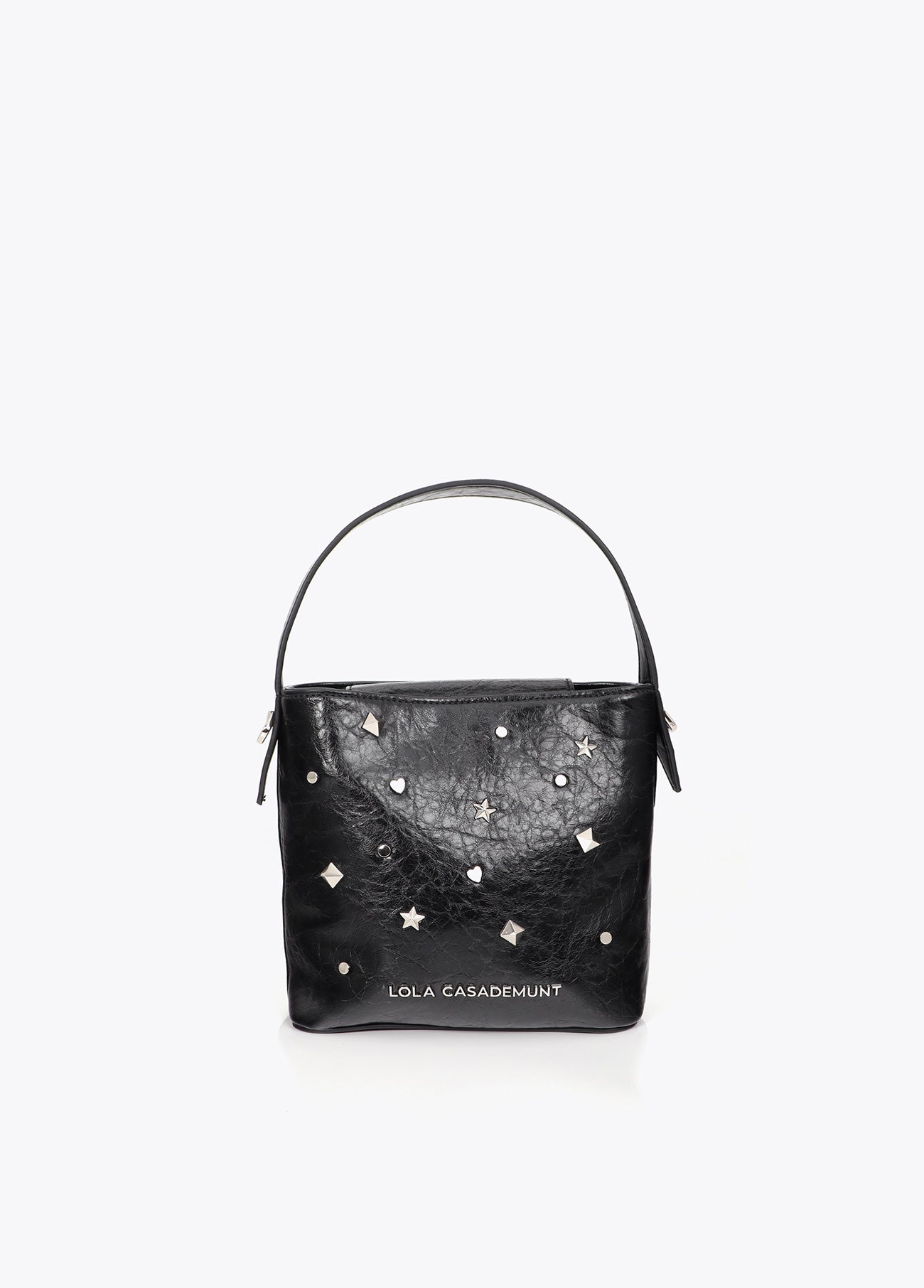 lf2604060-Star and heart studded shoulder bag-Black