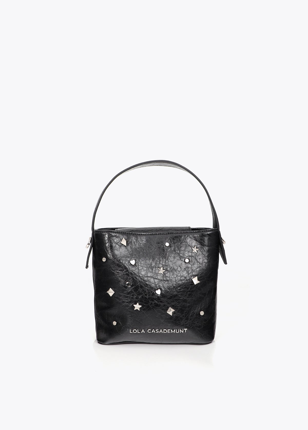 lf2604060-Star and heart studded shoulder bag-Black