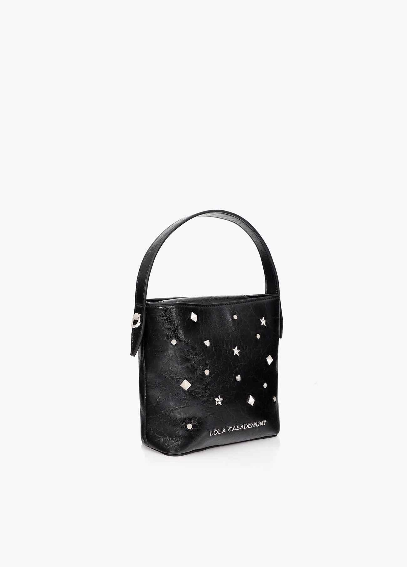 lf2604060-Star and heart studded shoulder bag-Black