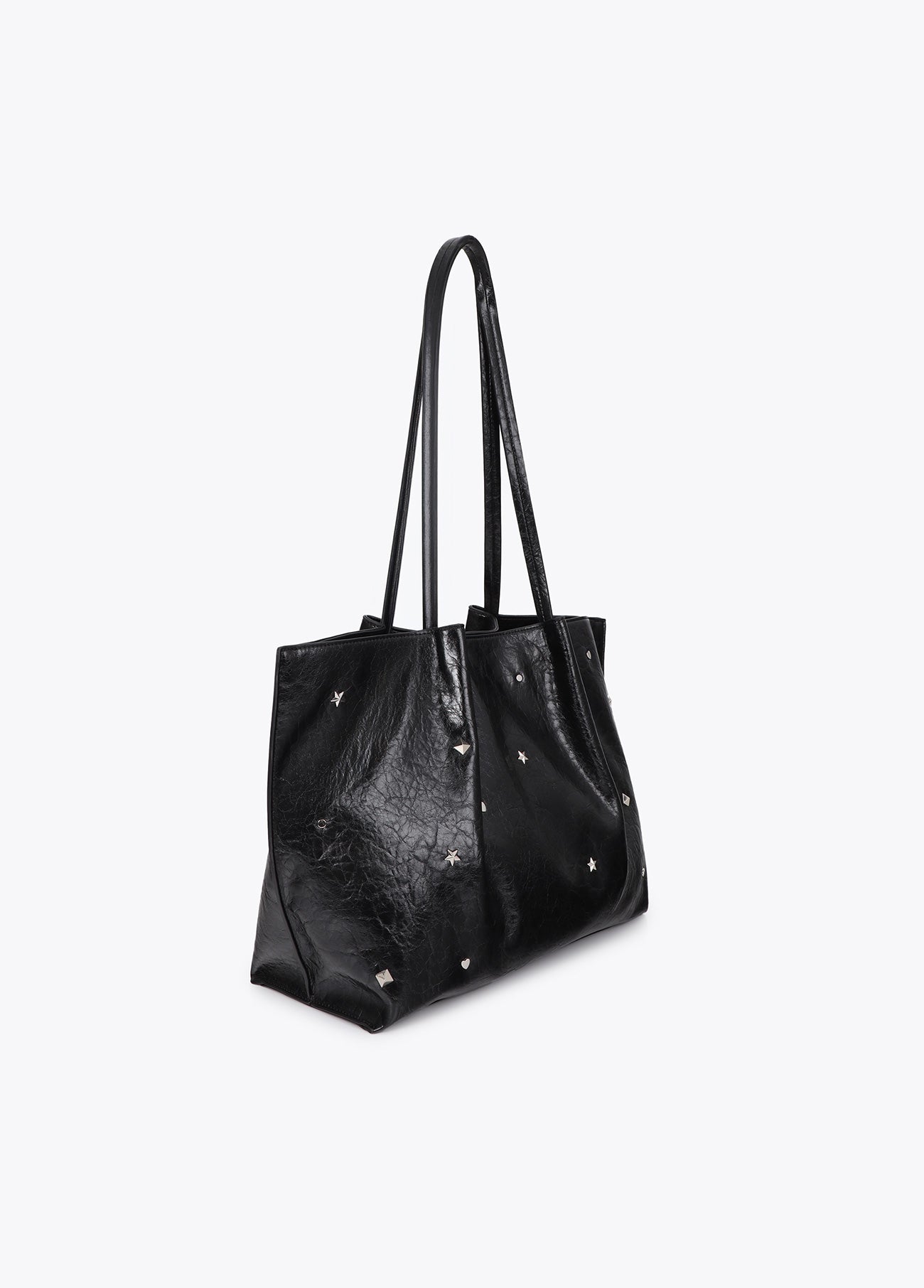 lf2604061-Shopper studded star and heart-Black
