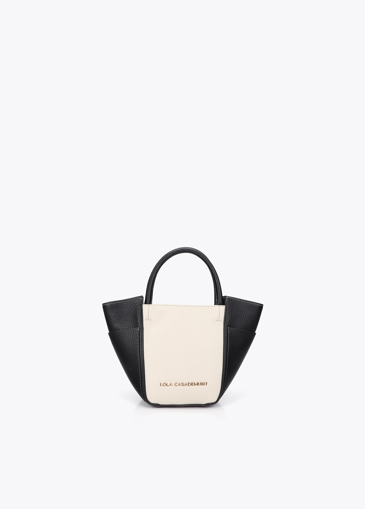 lf2604066-Tricolor shoulder bag-Ecru-Black