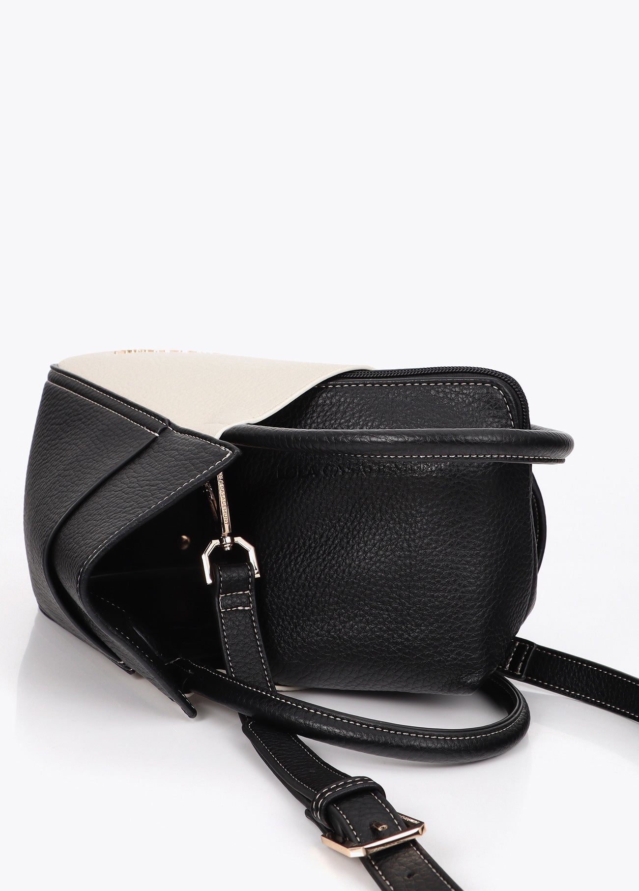 lf2604066-Tricolor shoulder bag-Ecru-Black